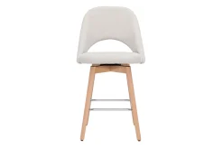 Miliboo Skandinavische Barhocker aus beigem Stoff mit Samteffekt und massivem Hevea H65 cm (2er-Set) COSETTE* Barhocker