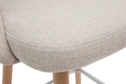 Miliboo Skandinavische Barhocker aus beigem Stoff mit Samteffekt und massivem Hevea H65 cm (2er-Set) COSETTE* Barhocker