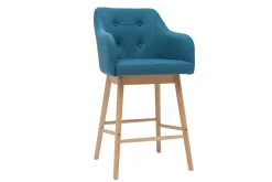 Miliboo Skandinavische Barhocker aus entenblauem Stoff und Holz H65 cm (2er-Satz) BALTIK* Barhocker