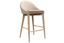 Miliboo Skandinavische Barhocker aus beigem Stoff und massiver Esche H66 cm (2er-Pack) DALIA* Barhocker