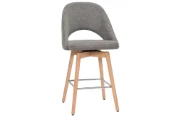 Miliboo Skandinavische Barhocker aus grauem Stoff mit Samteffekt und massivem Hevea H65 cm (2er-Set) COSETTE* Barhocker