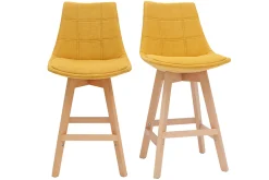 Miliboo Skandinavische Barhocker Samteffekt in senfgelb 65 cm (2er-Satz) MATILDE* Barhocker