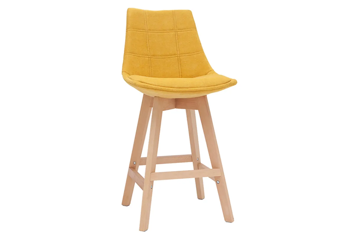 Miliboo Skandinavische Barhocker Samteffekt in senfgelb 65 cm (2er-Satz) MATILDE* Barhocker