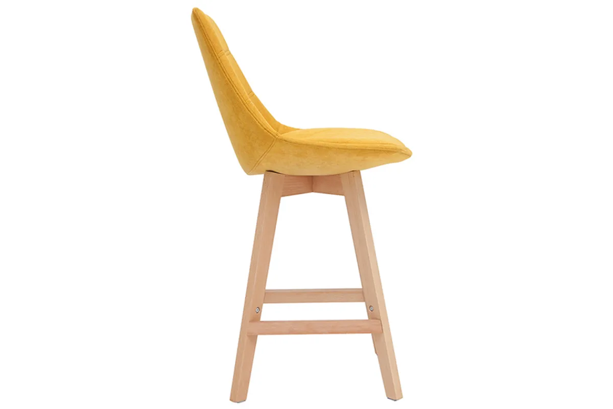 Miliboo Skandinavische Barhocker Samteffekt in senfgelb 65 cm (2er-Satz) MATILDE* Barhocker