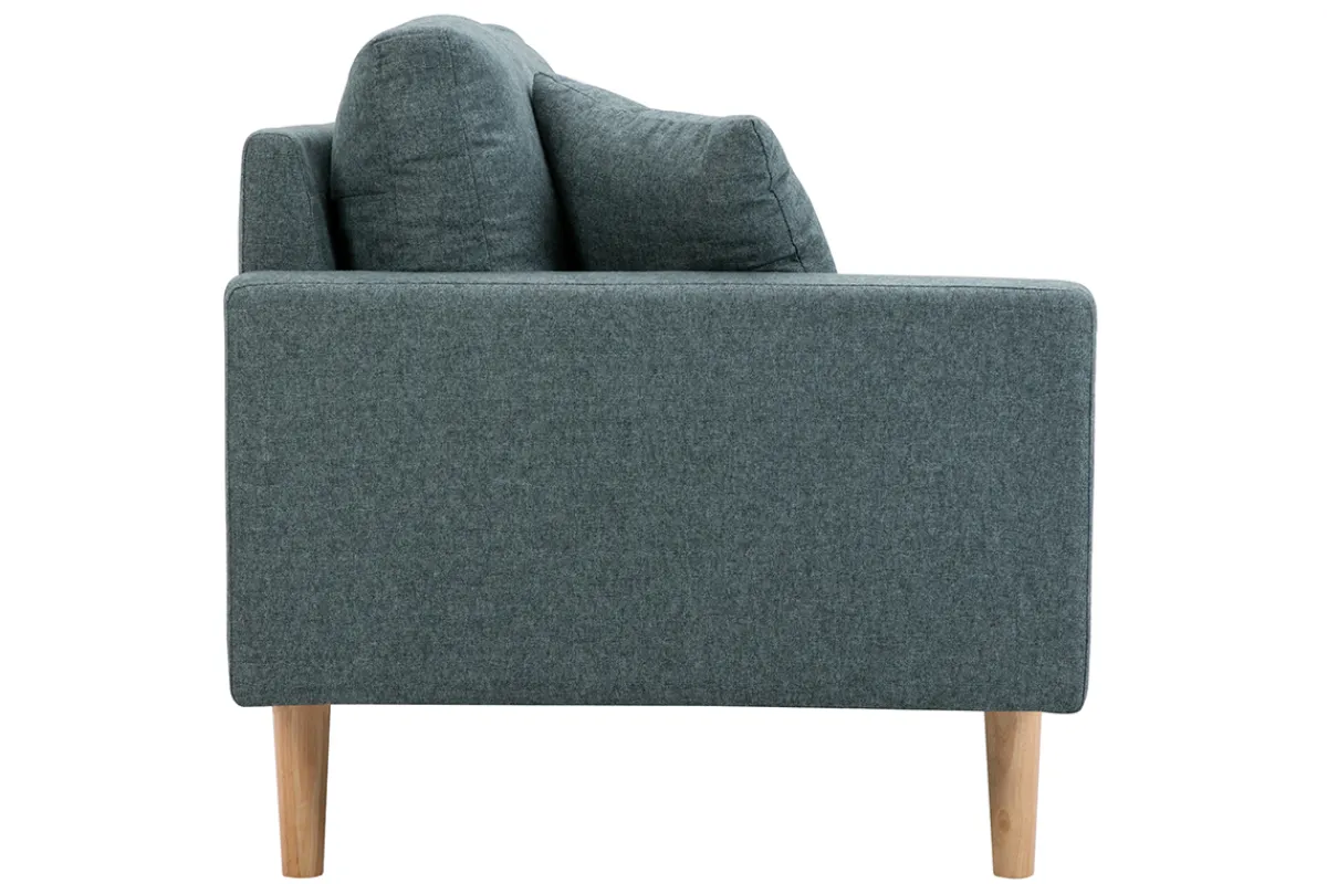 Miliboo Skandinavische Chaiselongue aus graugrünem Stoff und hellem Massivholz B190 cm BERTILLE* Design-sofas