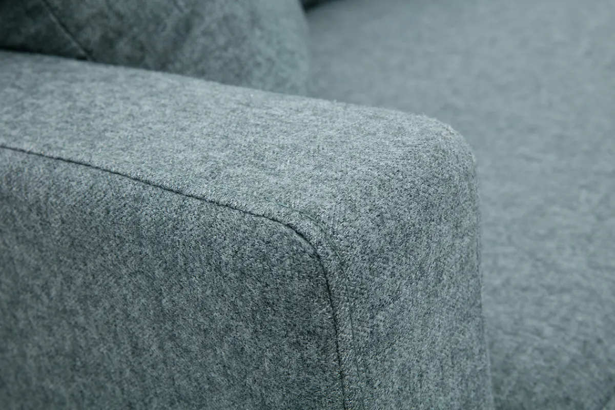 Miliboo Skandinavische Chaiselongue aus graugrünem Stoff und hellem Massivholz B190 cm BERTILLE* Design-sofas