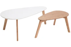 Miliboo Skandinavische Eiche und weiße Couchtische (2er-Set) ARTIK* Couchtische