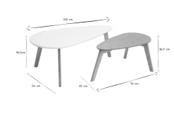Miliboo Skandinavische Eiche und weiße Couchtische (2er-Set) ARTIK* Couchtische