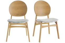 Miliboo Skandinavische helle Holzstühle mit hellblauem Stoff (2er-Set) ELTON* Design-stühle|Holzstühle