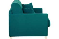 Miliboo Skandinavische Schlafcouch entenblau aus hellem Holz mit Matratze 18 cm 3-Sitzer SKANDY* Schlafsofas