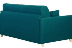 Miliboo Skandinavische Schlafcouch entenblau aus hellem Holz mit Matratze 18 cm 3-Sitzer SKANDY* Schlafsofas