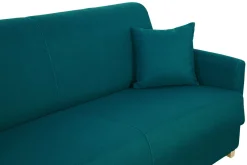 Miliboo Skandinavische Schlafcouch entenblau aus hellem Holz mit Matratze 18 cm 3-Sitzer SKANDY* Schlafsofas