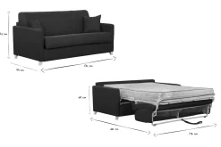 Miliboo Skandinavische Schlafcouch entenblau aus hellem Holz mit Matratze 18 cm 3-Sitzer SKANDY* Schlafsofas