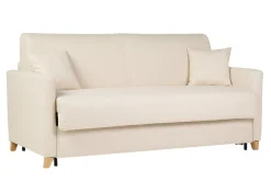 Miliboo Skandinavische Schlafcouch beige mit Matratze 18 cm 3-Sitzer SKANDY* Schlafsofas