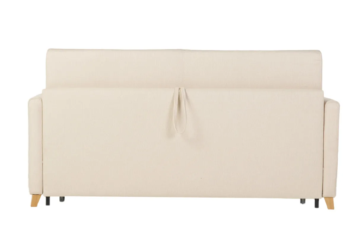 Miliboo Skandinavische Schlafcouch beige mit Matratze 18 cm 3-Sitzer SKANDY* Schlafsofas