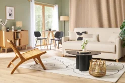 Miliboo Skandinavische Schlafcouch beige mit Matratze 18 cm 3-Sitzer SKANDY* Schlafsofas