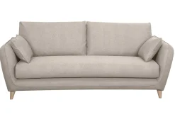 Miliboo Skandinavische Schlafcouch beige mit Matratze Dicke 10 cm 3-Sitzer CREEP* Schlafsofas
