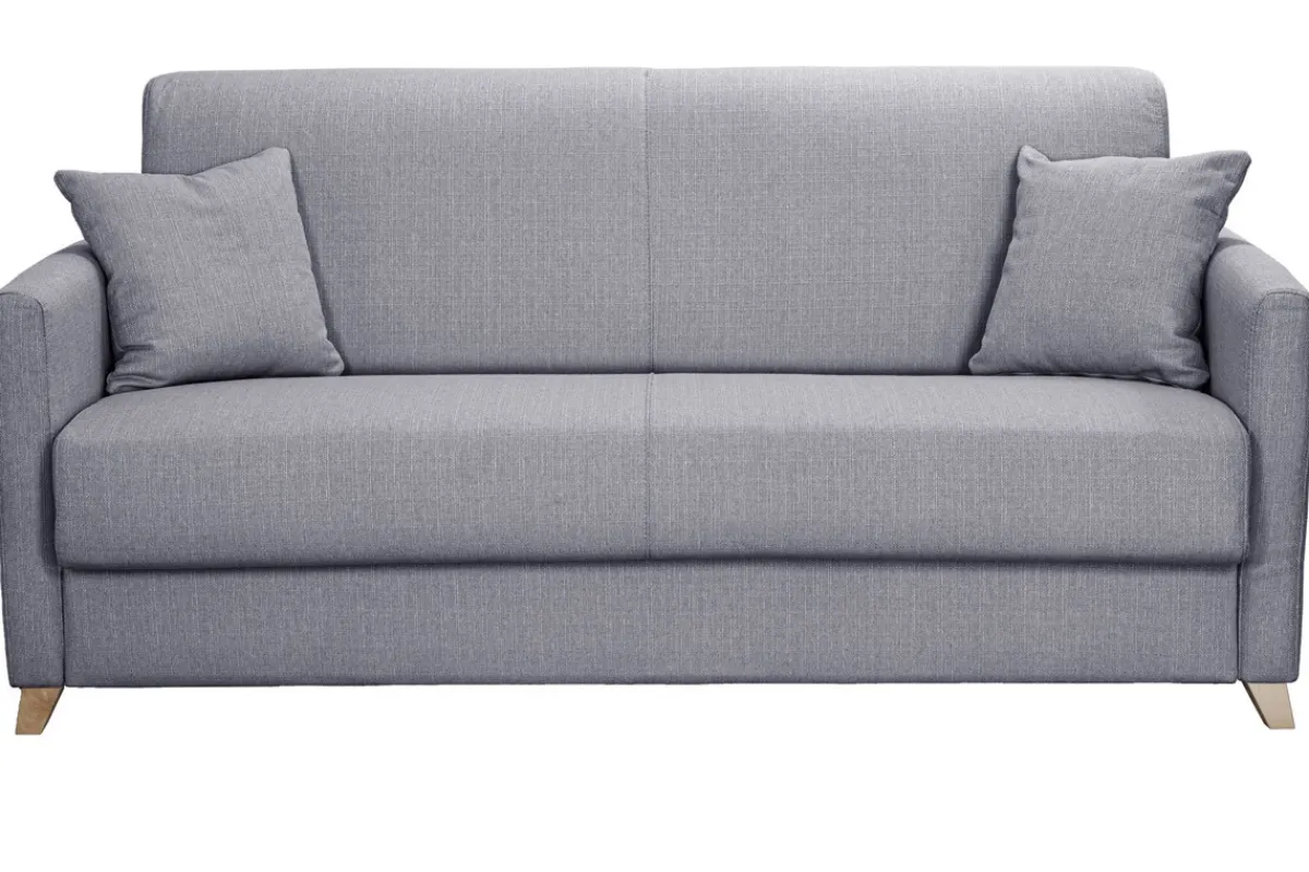 Miliboo Skandinavische Schlafcouch hellgrau mit Matratze 18 cm 3-Sitzer SKANDY* Schlafsofas