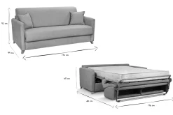 Miliboo Skandinavische Schlafcouch hellgrau mit Matratze 18 cm 3-Sitzer SKANDY* Schlafsofas