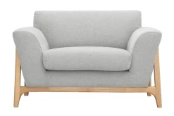 Miliboo Skandinavische Sessel aus hellgrauem Stoff mit Samteffekt und Eschenholz ASAKO* Design-sessel|Sessel