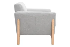 Miliboo Skandinavische Sessel aus hellgrauem Stoff mit Samteffekt und Eschenholz ASAKO* Design-sessel|Sessel