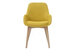 Miliboo Skandinavische Stühle aus senfgelbem Stoff mit Samteffekt und helles Massivholz (2er-Set) HOLO* Design-stühle