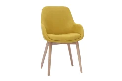 Miliboo Skandinavische Stühle aus senfgelbem Stoff mit Samteffekt und helles Massivholz (2er-Set) HOLO* Design-stühle