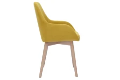 Miliboo Skandinavische Stühle aus senfgelbem Stoff mit Samteffekt und helles Massivholz (2er-Set) HOLO* Design-stühle