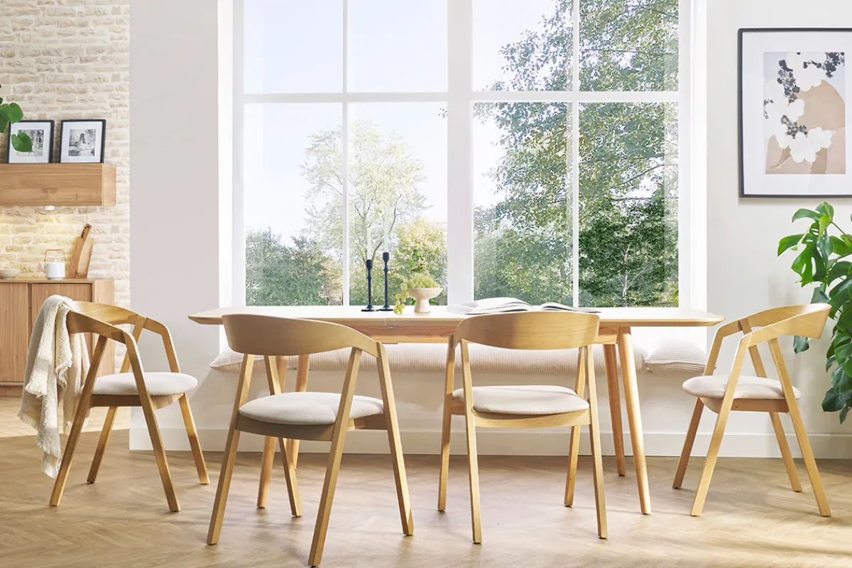Miliboo Skandinavische Stühle aus hellem Eichenholz und beigem Stoff (2er-Set) LOVA* Design-stühle