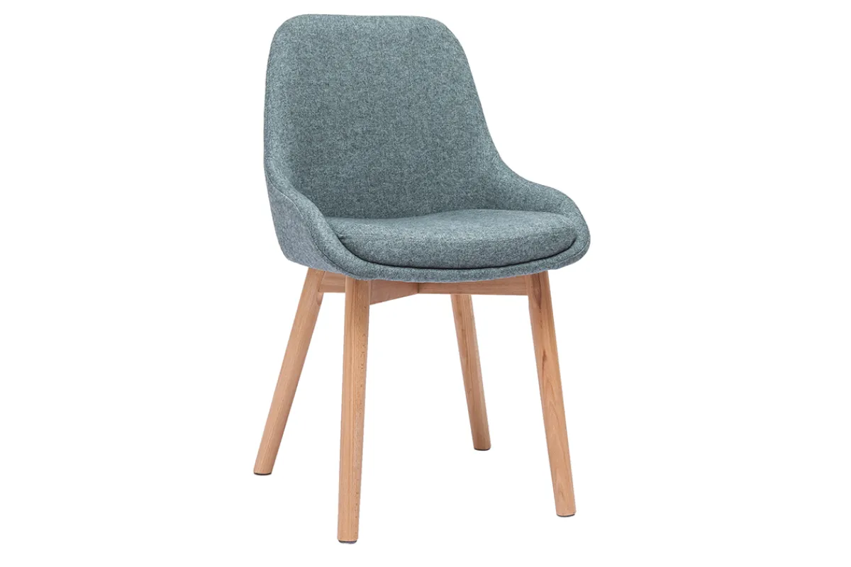 Miliboo Skandinavische Stühle aus graugrünem Stoff und hellem Massivholz (2er-Set) HOLO* Design-stühle