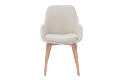 Miliboo Skandinavische Stühle aus beigem Stoff mit Samteffekt und helles Massivholz (2er-Set) HOLO* Design-stühle