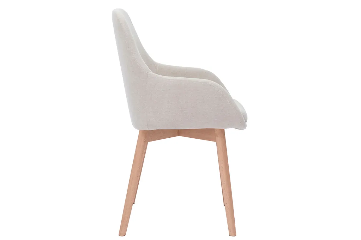 Miliboo Skandinavische Stühle aus beigem Stoff mit Samteffekt und helles Massivholz (2er-Set) HOLO* Design-stühle