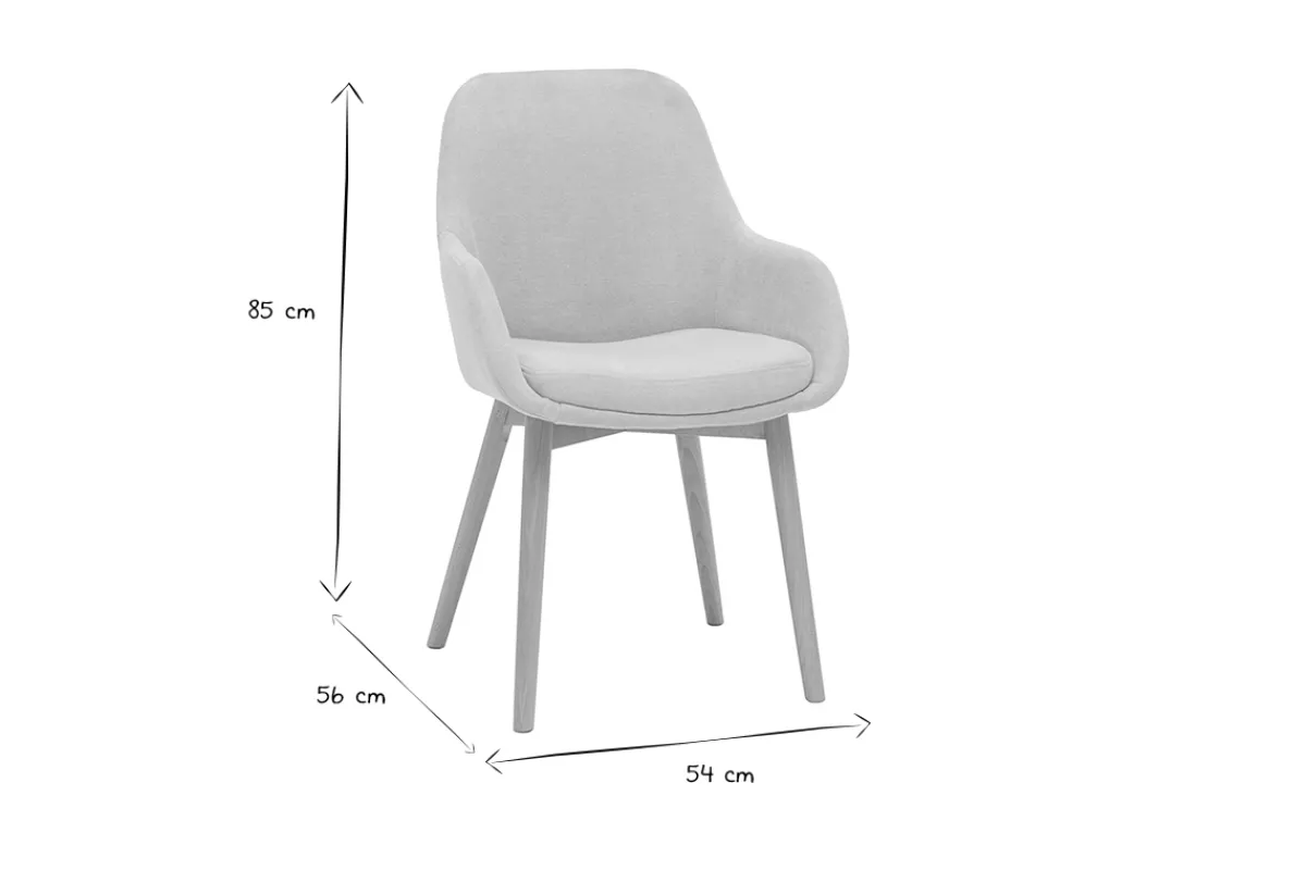 Miliboo Skandinavische Stühle aus beigem Stoff mit Samteffekt und helles Massivholz (2er-Set) HOLO* Design-stühle
