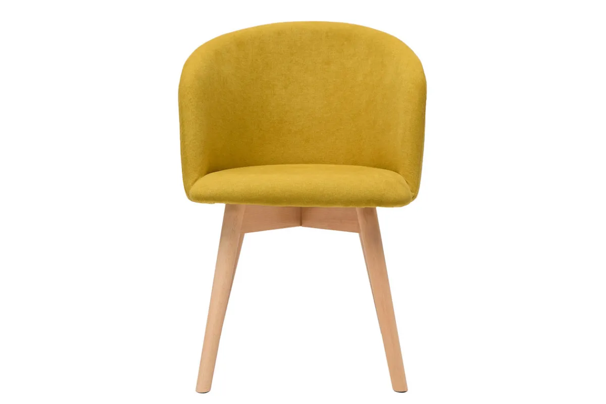 Miliboo Skandinavische Stühle aus senfgelbem Stoff mit Samteffekt und massivem Buchenholz (2er-Set) VANITY* Design-stühle