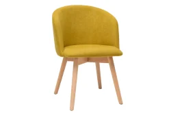 Miliboo Skandinavische Stühle aus senfgelbem Stoff mit Samteffekt und massivem Buchenholz (2er-Set) VANITY* Design-stühle