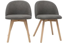Miliboo Skandinavische Stühle aus grauem Stoff mit Samteffekt und massivem Buchenholz (2er-Set) CELESTE* Design-stühle