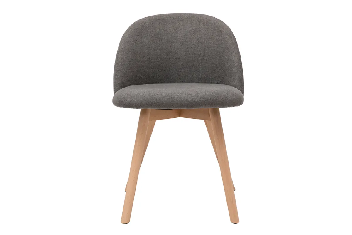 Miliboo Skandinavische Stühle aus grauem Stoff mit Samteffekt und massivem Buchenholz (2er-Set) CELESTE* Design-stühle