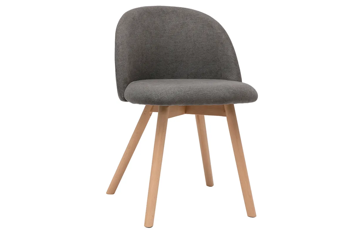 Miliboo Skandinavische Stühle aus grauem Stoff mit Samteffekt und massivem Buchenholz (2er-Set) CELESTE* Design-stühle