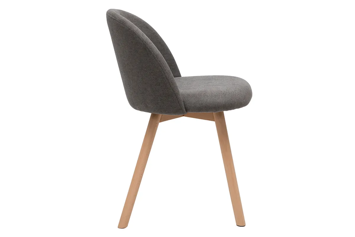 Miliboo Skandinavische Stühle aus grauem Stoff mit Samteffekt und massivem Buchenholz (2er-Set) CELESTE* Design-stühle