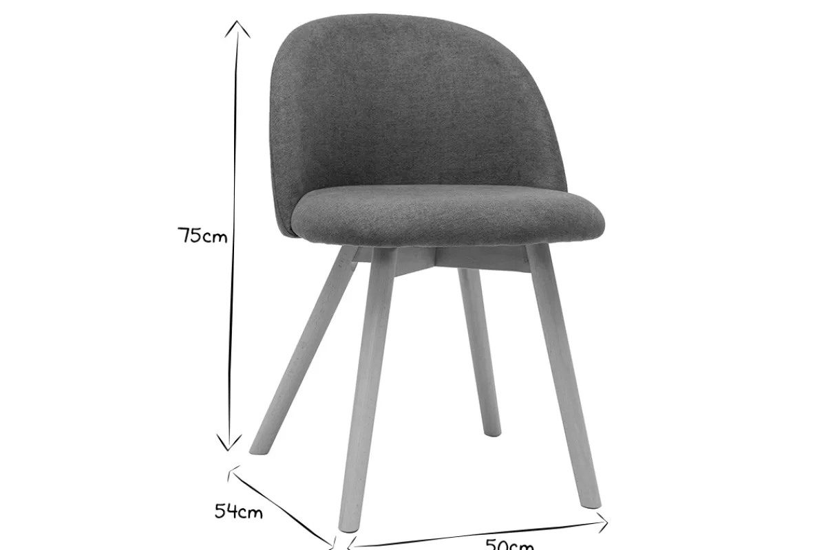 Miliboo Skandinavische Stühle aus grauem Stoff mit Samteffekt und massivem Buchenholz (2er-Set) CELESTE* Design-stühle