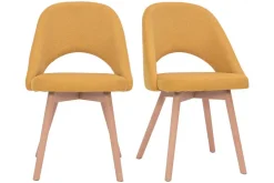 Miliboo Skandinavische Stühle aus senfgelbem Stoff mit Samteffekt und massivem Buchenholz (2er-Set) COSETTE* Design-stühle