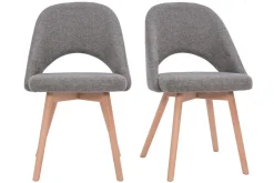 Miliboo Skandinavische Stühle aus grauen Stoff mit Samteffekt und massivem Buchenholz (2er-Set) COSETTE* Design-stühle