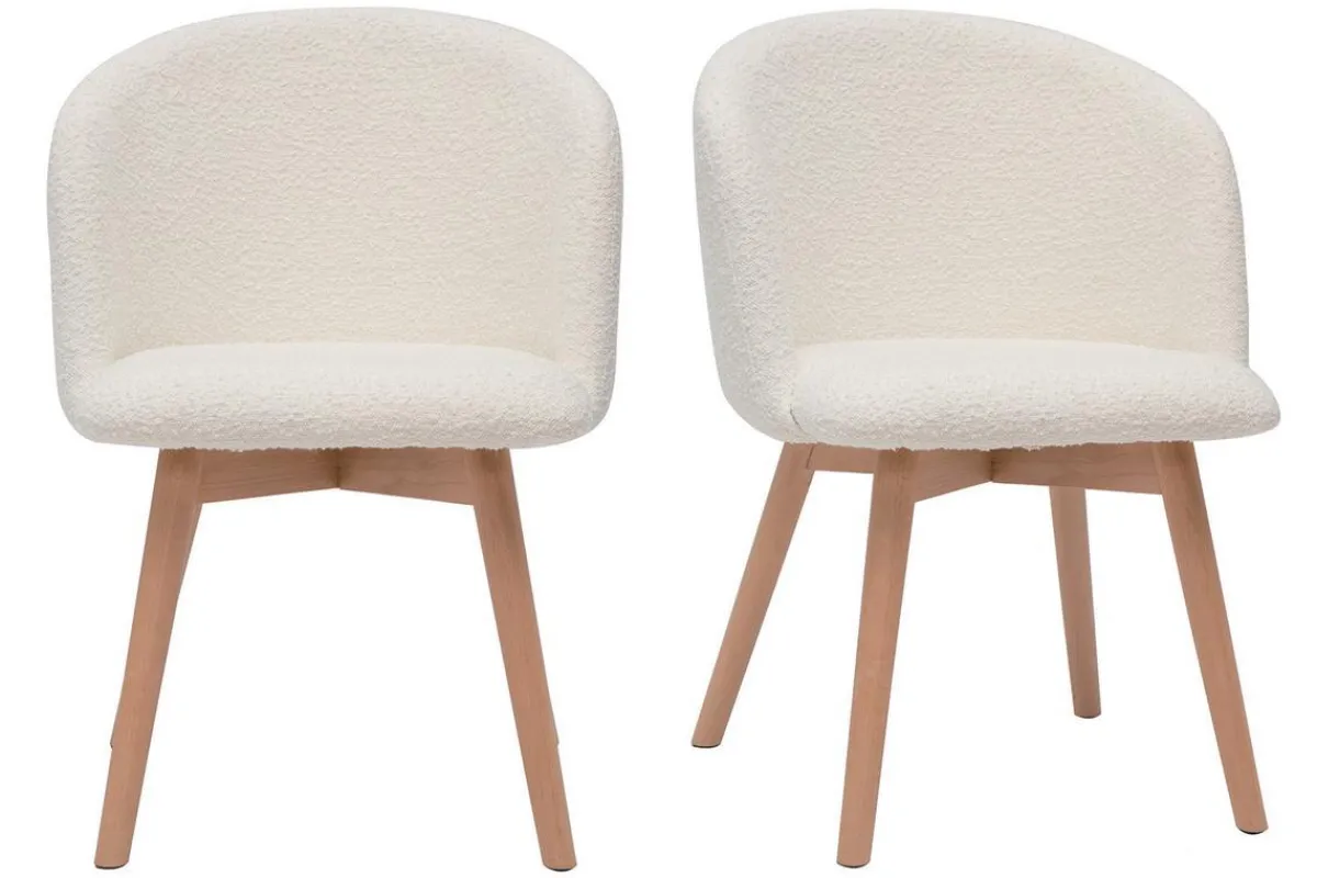 Miliboo Skandinavische Stühle aus Stoff mit Wolleffekt und massivem Buchenholz (2er-Set) VANITY* Design-stühle