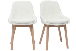 Miliboo Skandinavische Stühle aus Stoff mit Wolleffekt und hellem, massivem Eichenholz (2er-Set) HOLO* Design-stühle