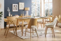 Miliboo Skandinavische Stühle aus Stoff mit Wolleffekt und hellem, massivem Eichenholz (2er-Set) HOLO* Design-stühle