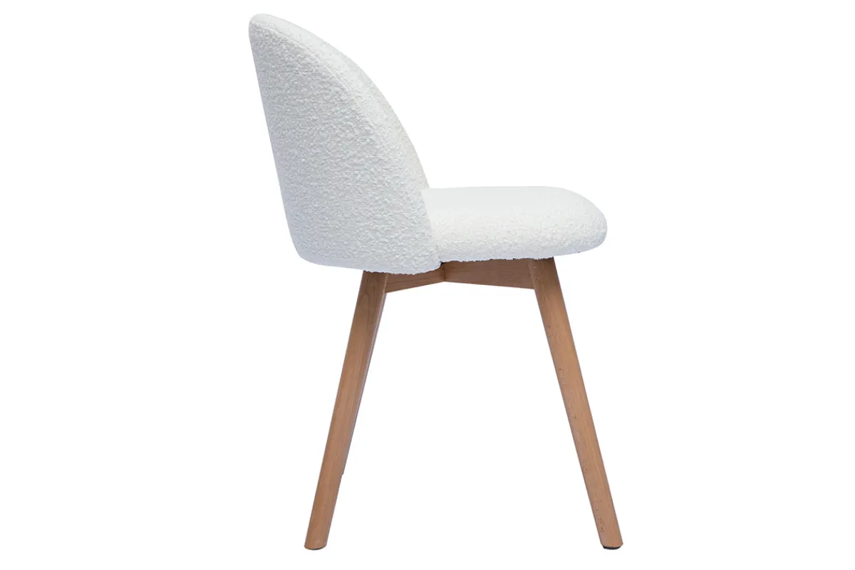 Miliboo Skandinavische Stühle aus Stoff mit Bouclé-Wolleffekt und hellem Massivholz (2er-Set) CELESTE* Design-stühle