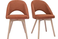 Miliboo Skandinavische Stühle aus Stoff mit strukturiertem Samteffekt in Rostbraun und hellem Holz (2er-Set) COSETTE* Design-stühle