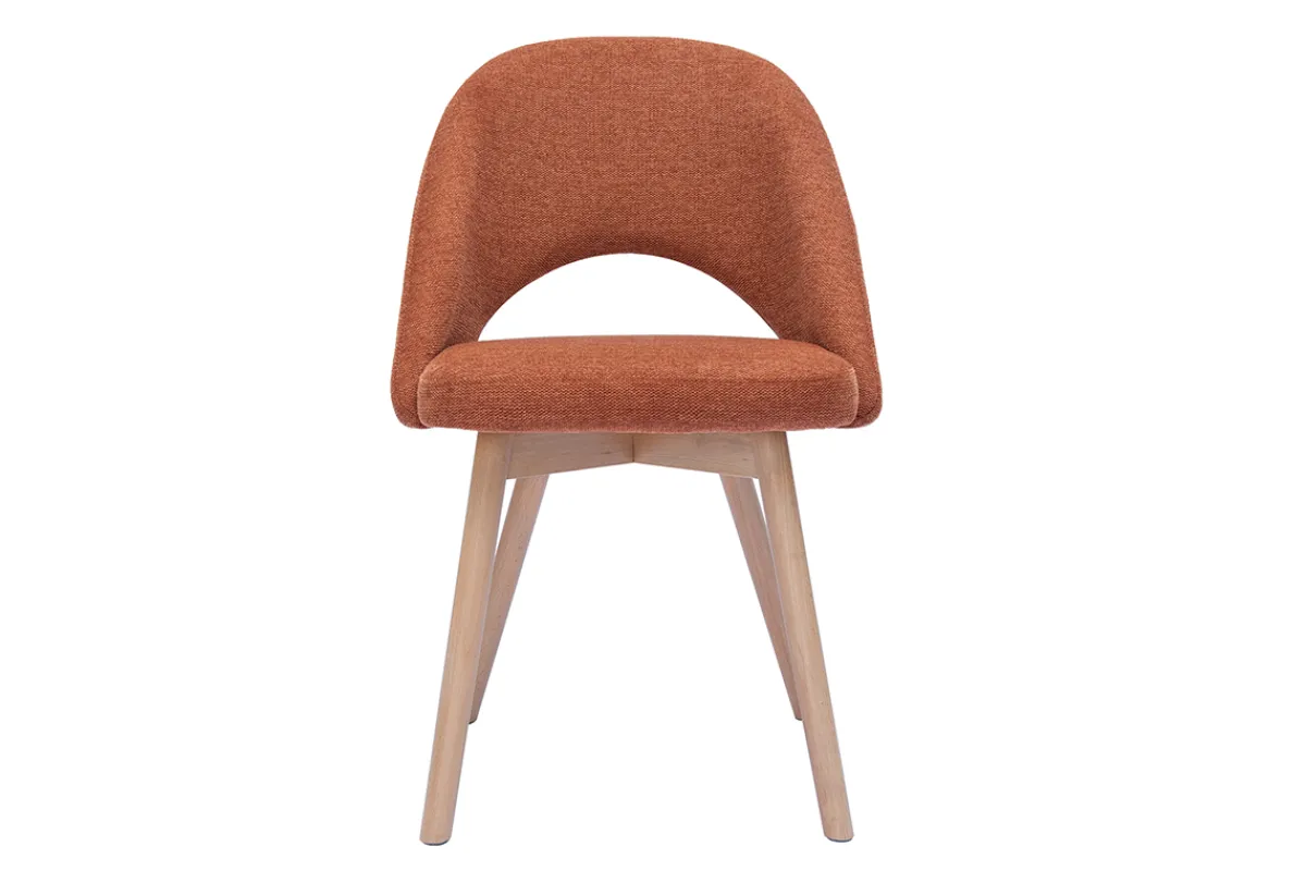 Miliboo Skandinavische Stühle aus Stoff mit strukturiertem Samteffekt in Rostbraun und hellem Holz (2er-Set) COSETTE* Design-stühle