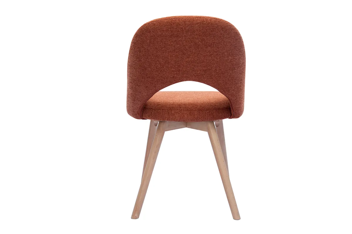 Miliboo Skandinavische Stühle aus Stoff mit strukturiertem Samteffekt in Rostbraun und hellem Holz (2er-Set) COSETTE* Design-stühle