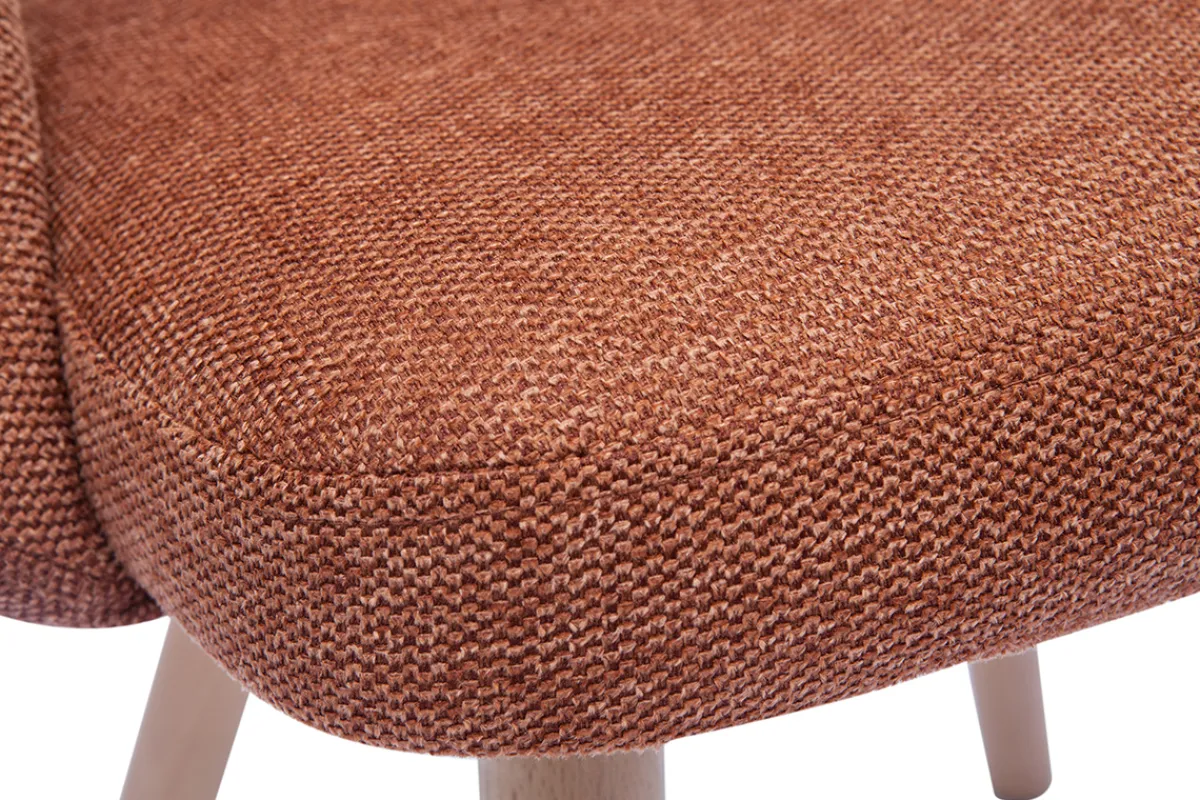 Miliboo Skandinavische Stühle aus Stoff mit strukturiertem Samteffekt in Rostbraun und hellem Holz (2er-Set) COSETTE* Design-stühle
